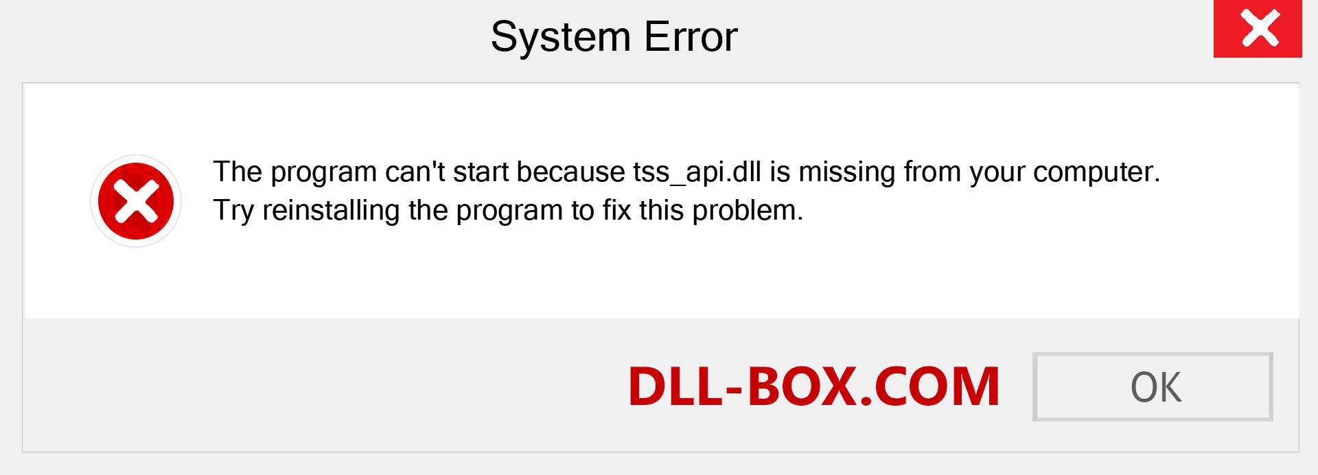  tss_api.dll file is missing?. Download for Windows 7, 8, 10 - Fix  tss_api dll Missing Error on Windows, photos, images